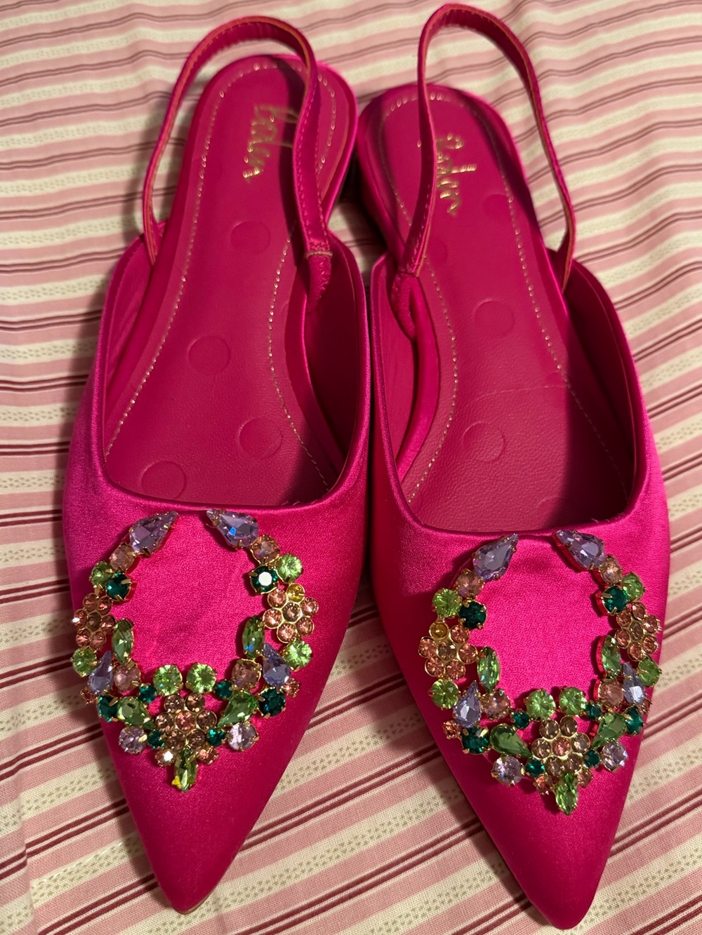 NEW- Boden Hot Pink Jeweled Pointed Slingback Flats